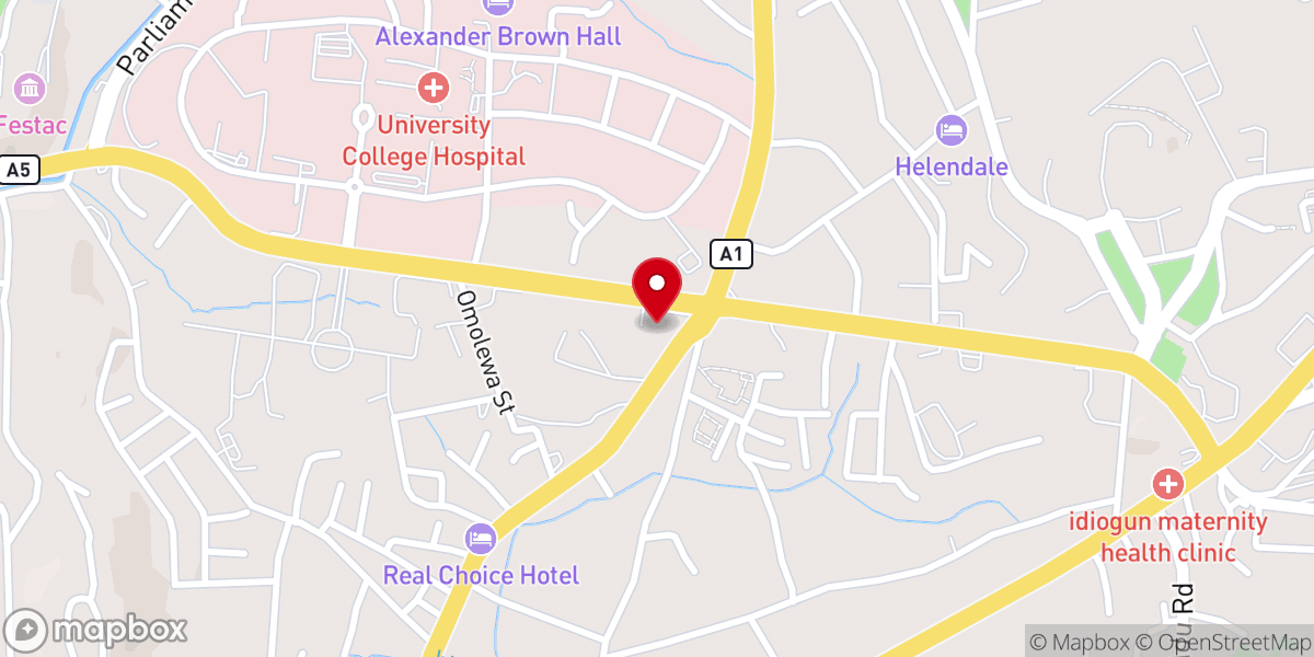 Map showing location of Oritamefa Baptist Church