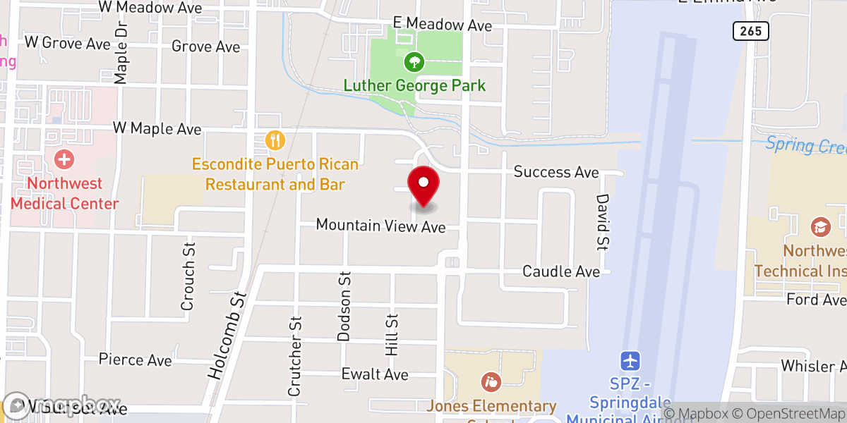 Map showing location of Springdale Holiness Church