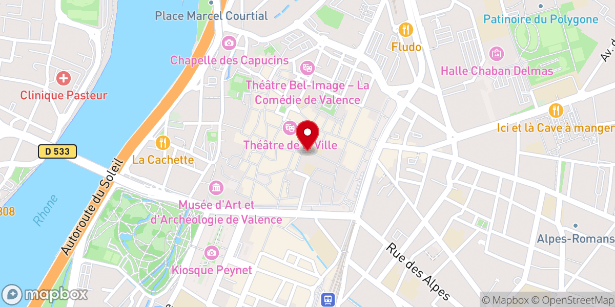 Map showing location of Synagogue de Valence