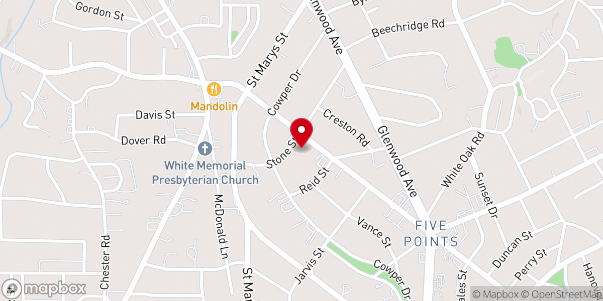 Map showing location of Hayes Barton United Methodist Church