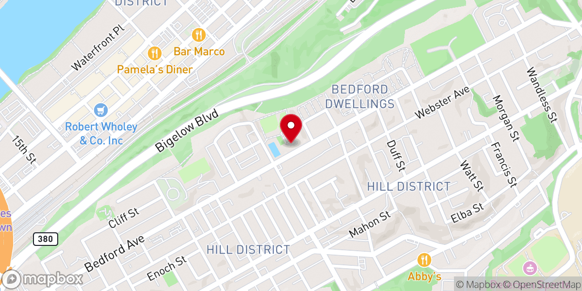 Map showing location of Macedonia Church of Pittsburgh