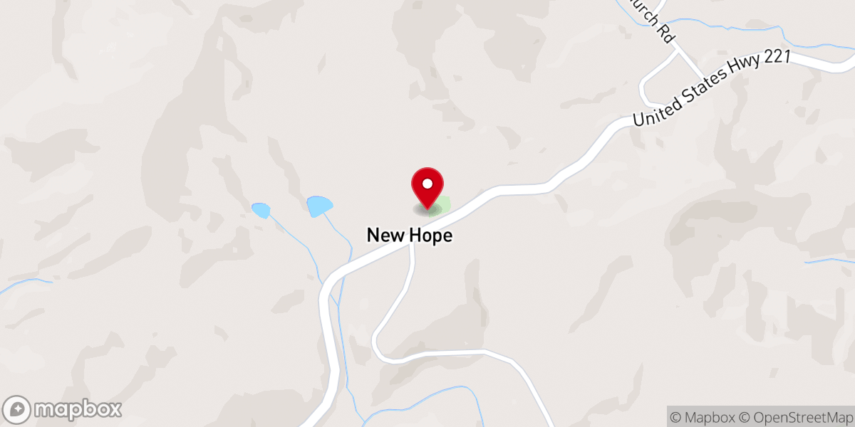 Map showing location of New Hope Missionary Baptist