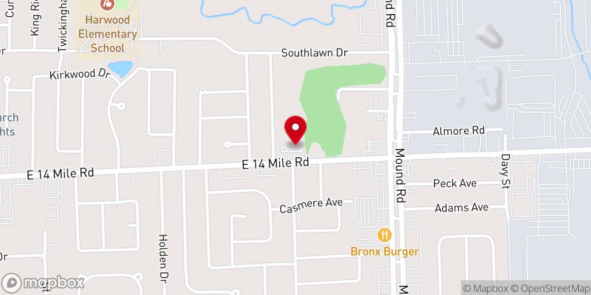 Map showing location of Bethel Missionary Baptist Church