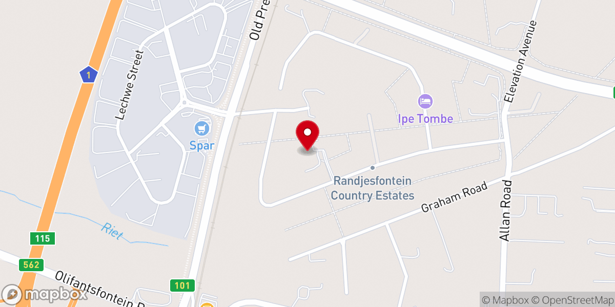 Map showing location of Midrand Presbyterian Church