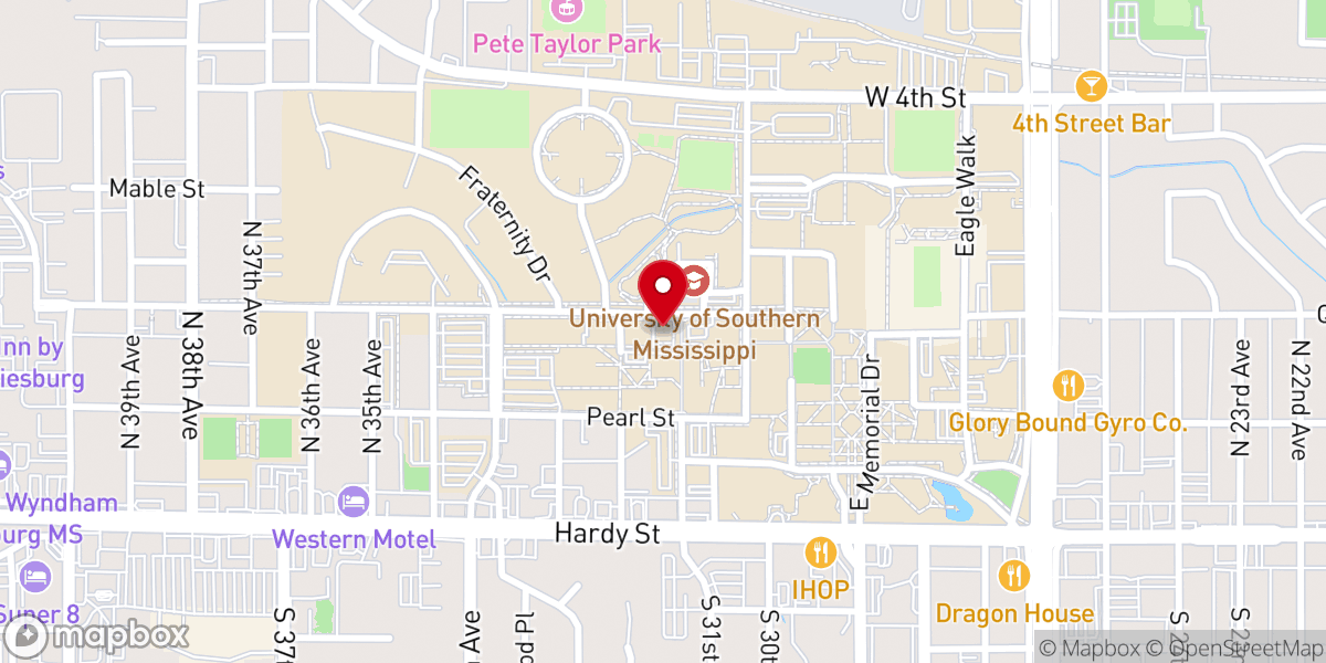 Map showing location of Baptist Student Union