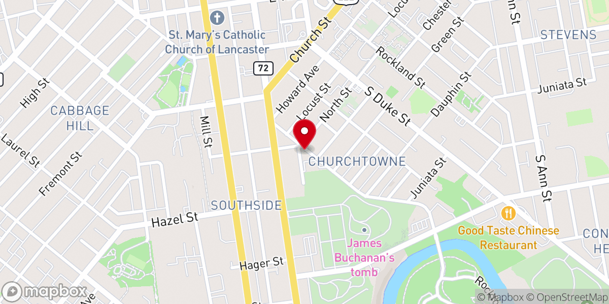 Map showing location of Bethel African Methodist Episcopal Church