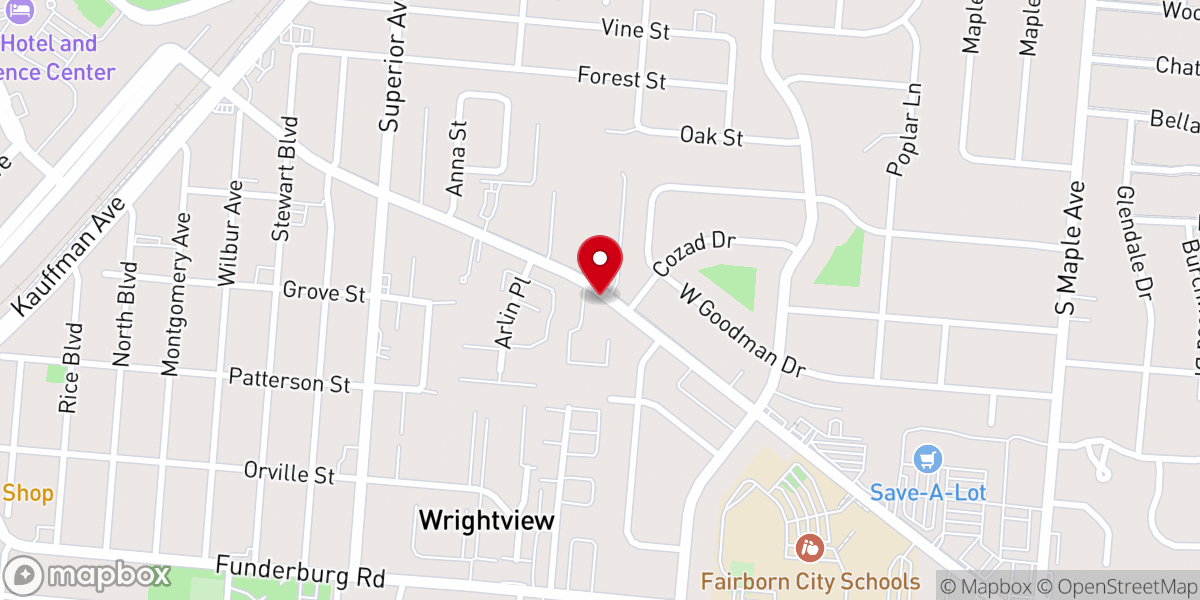 Map showing location of Fairborn City Church