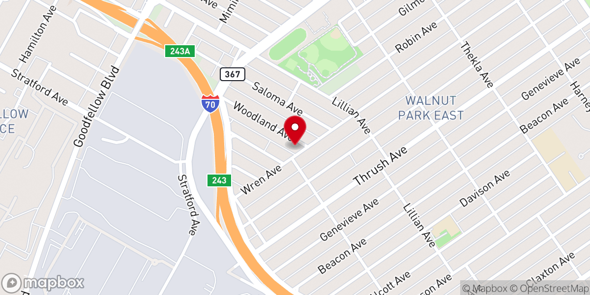 Map showing location of Oak Grove Missionary Baptist Church