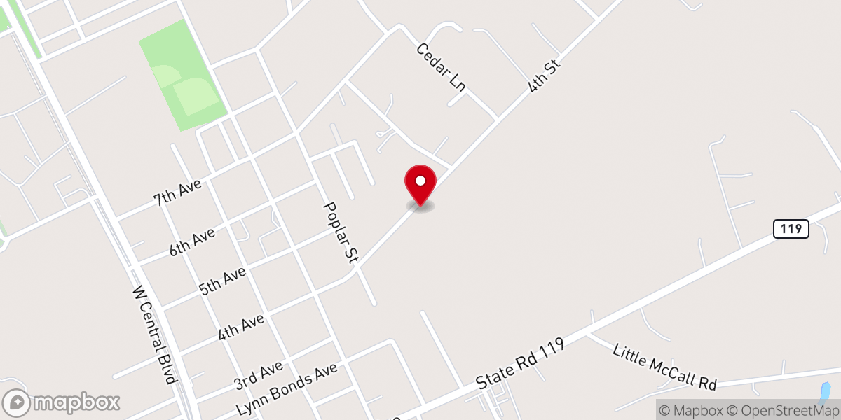 Map showing location of Born Again Tabernacle