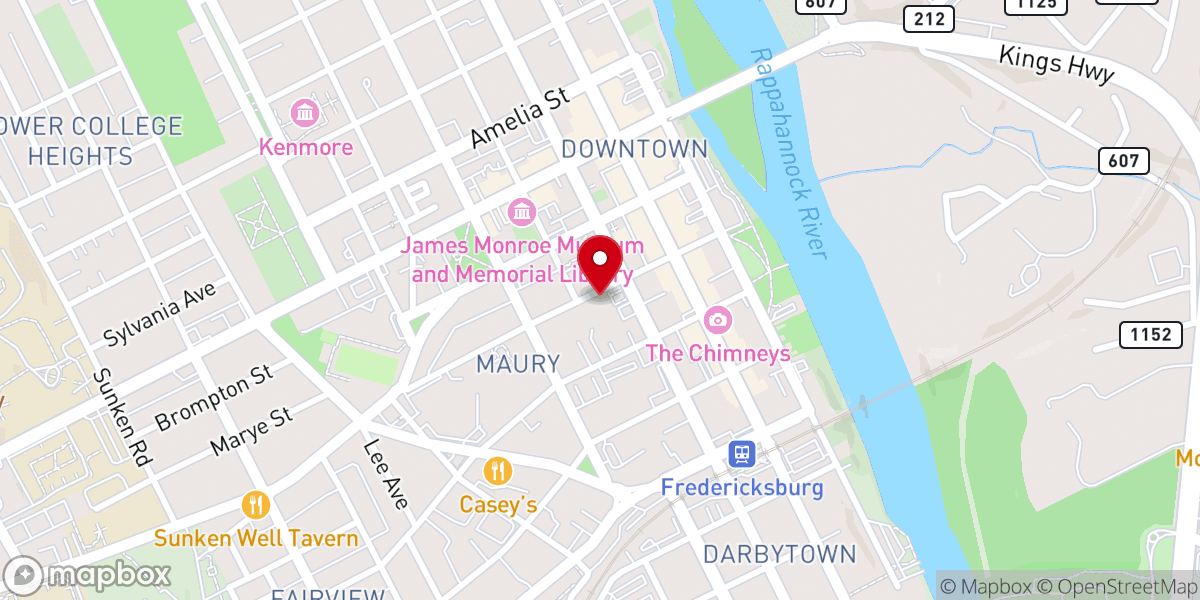 Map showing location of Fredericksburg United Methodist Church