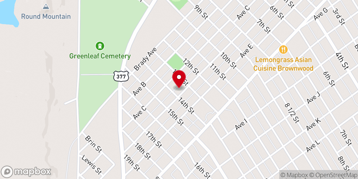 Map showing location of Brownwood Evangelism Center