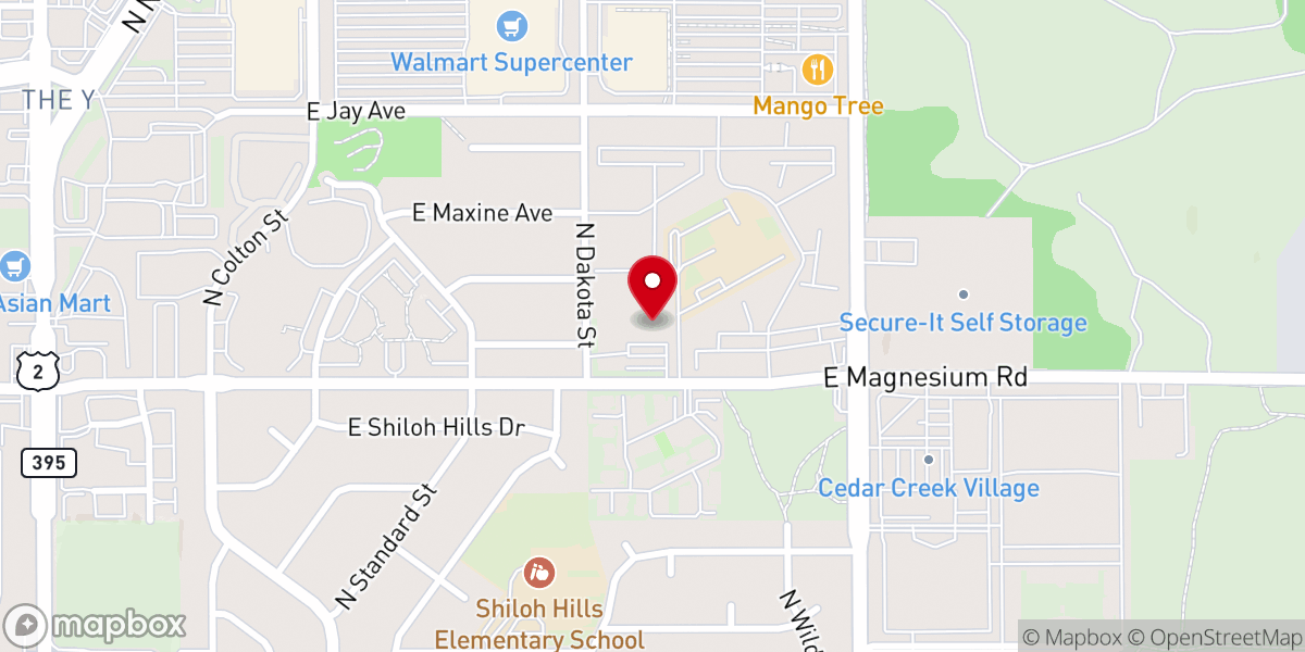 Map showing location of Mountain View Assembly of God