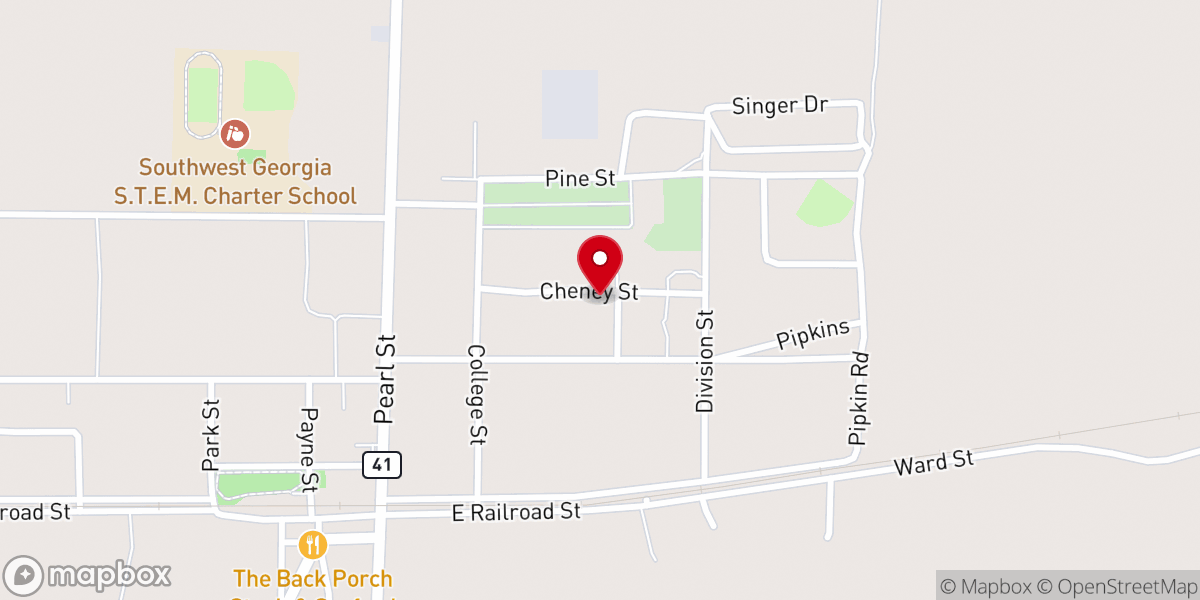 Map showing location of Pleasant Grove Missionary Baptist Church of Randolph County Inc