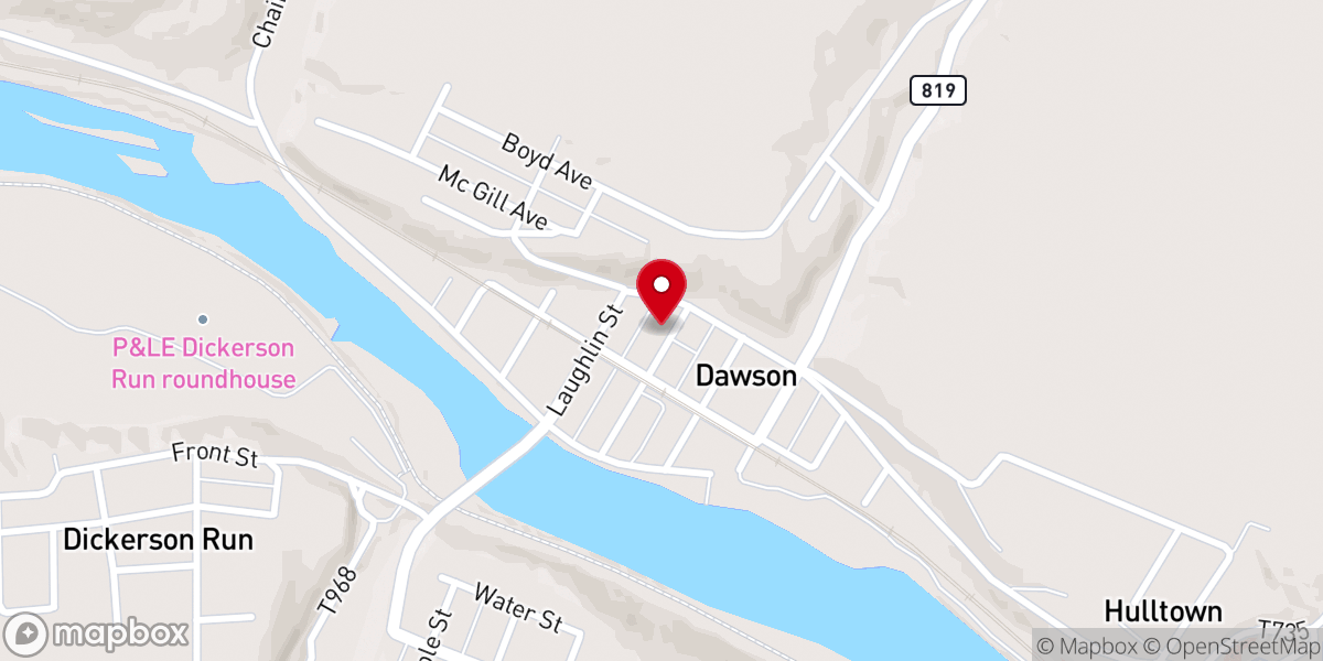 Map showing location of Dawson Baptist Church Parsonage