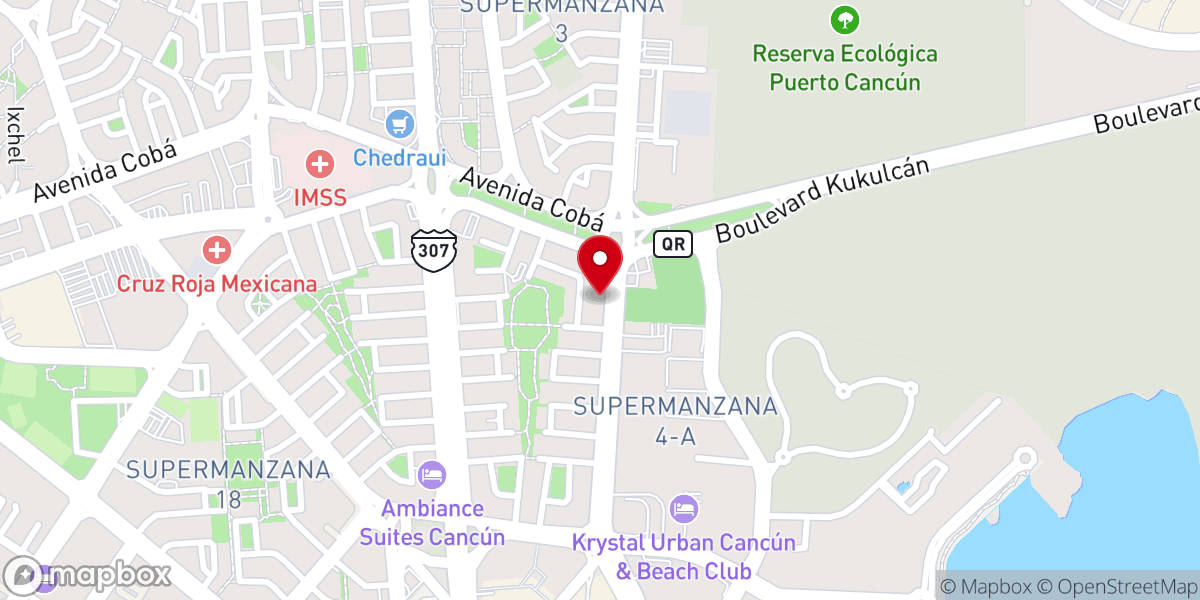 Map showing location of Vida Nueva para Cancún