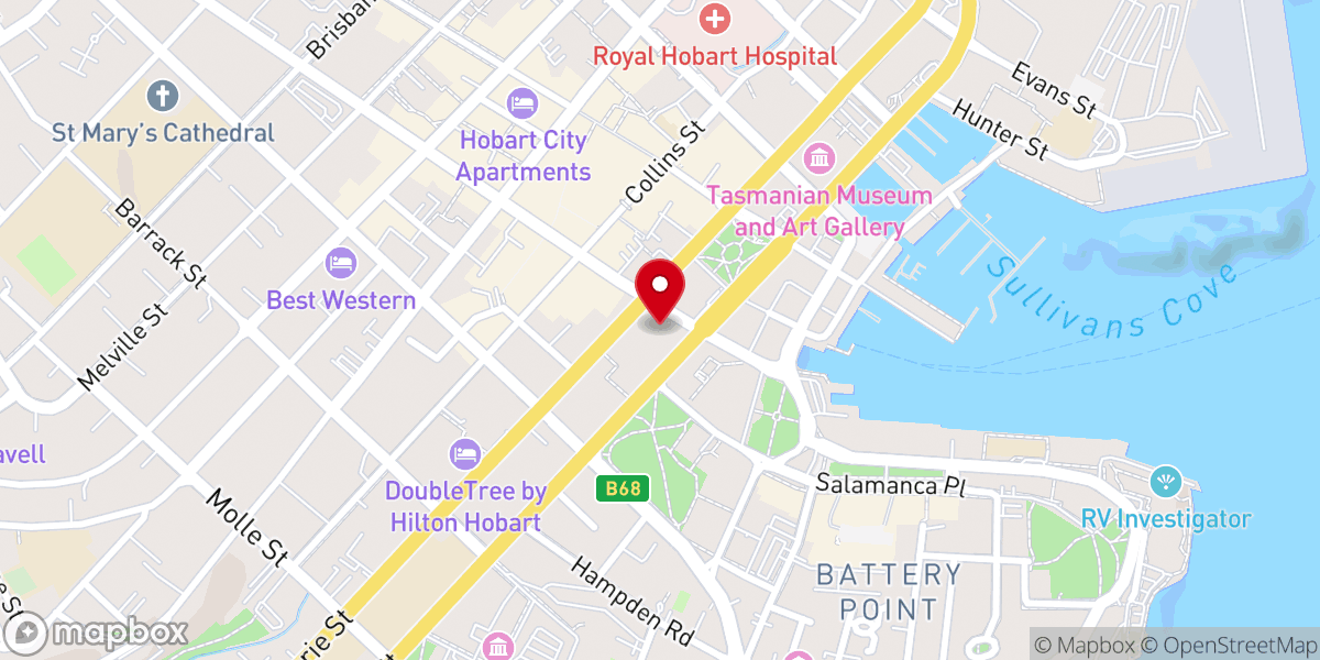 Map showing location of Church Hobart