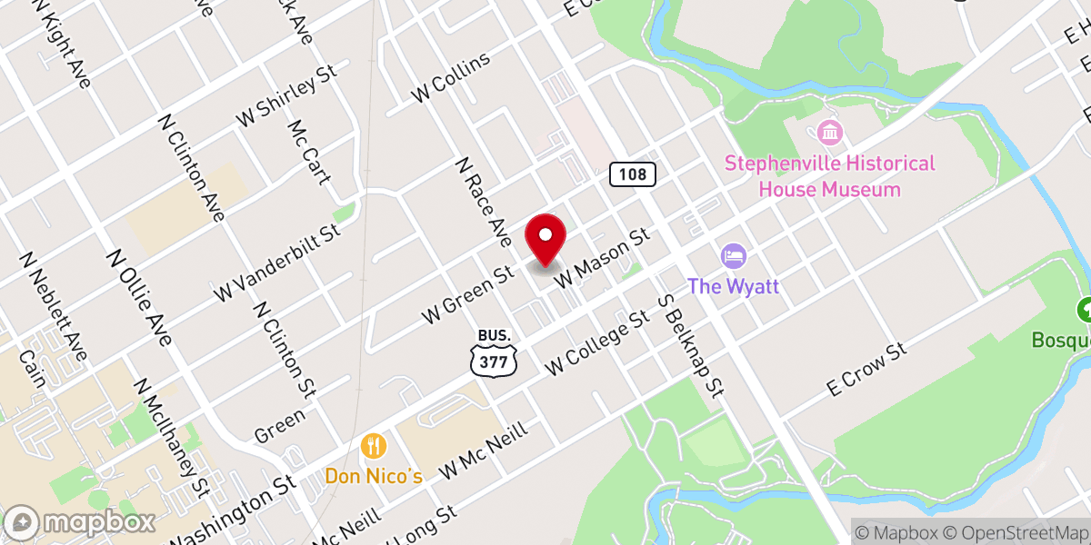 Map showing location of First Baptist Church