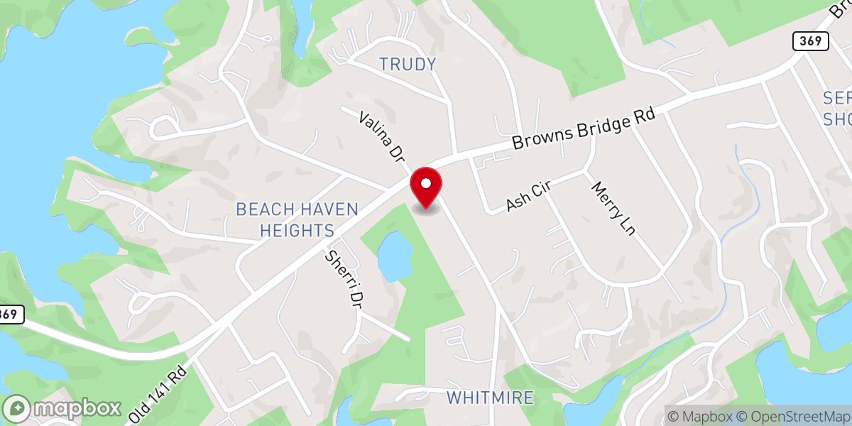 Map showing location of South Hall Baptist Church