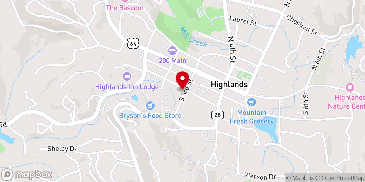 Map showing location of Christian Science Society of Highlands, NC
