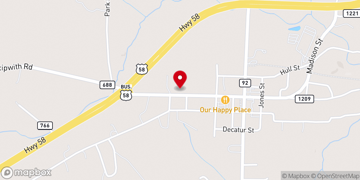 Map showing location of Boydton Baptist Church