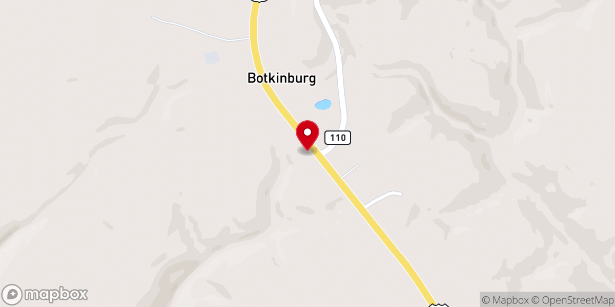 Map showing location of Botkinburg Baptist church