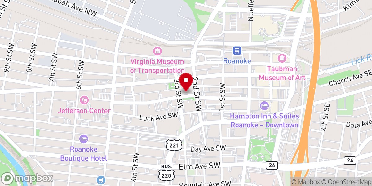 Map showing location of Roanoke City Treasurer