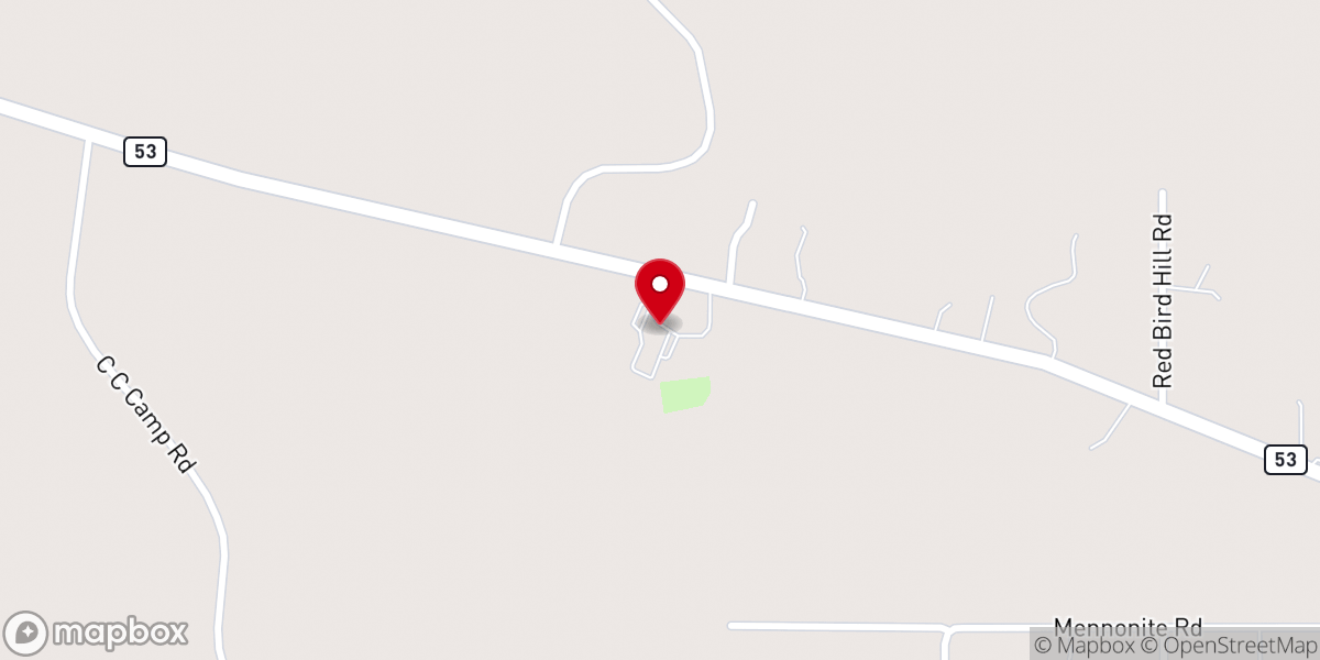Map showing location of Campground Baptist Church