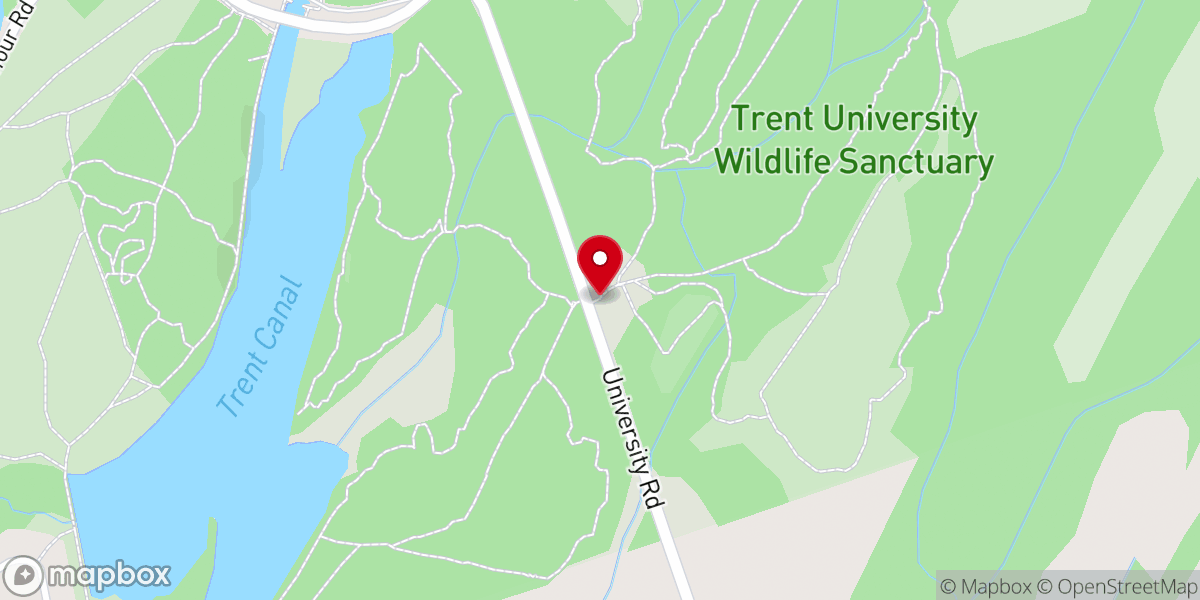 Map showing location of Trent University Nature Areas