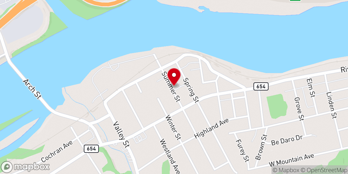 Map showing location of DuBoistown Church