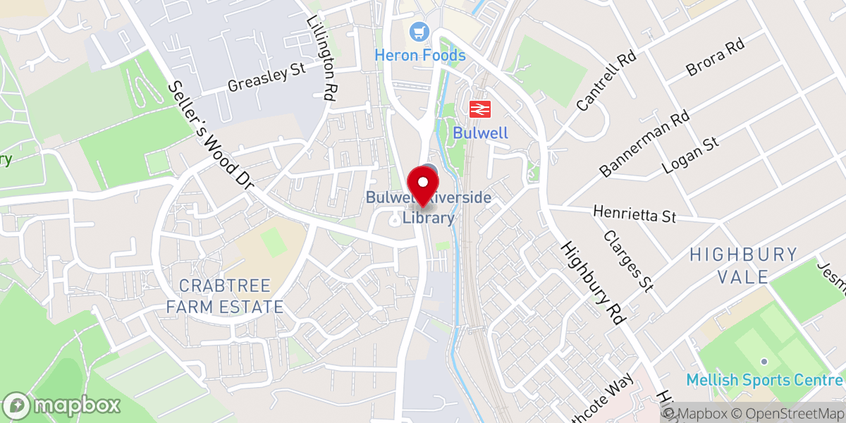 Map showing location of Bulwell Baptist Church