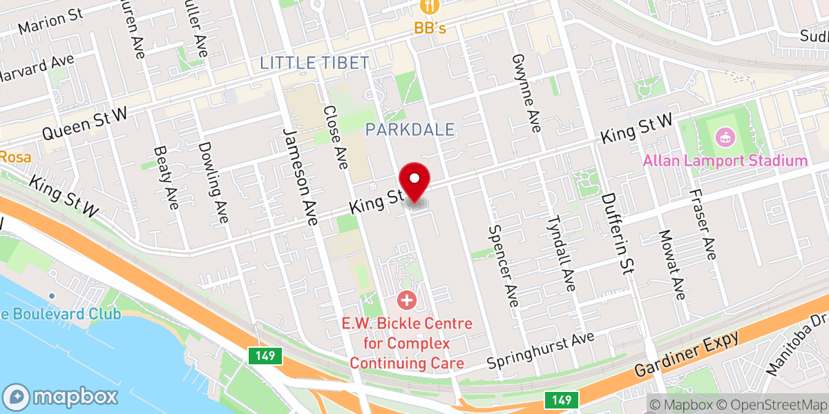 Map showing location of Parkdale United Church
