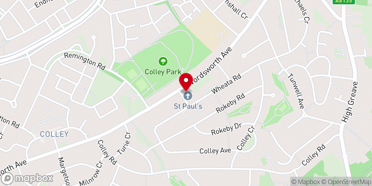 Map showing location of St Paul’s Church, Wordsworth Avenue