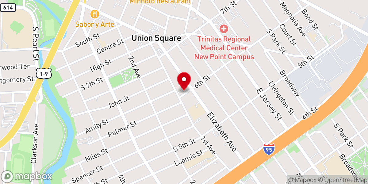 Map showing location of Calvary Methodist Church