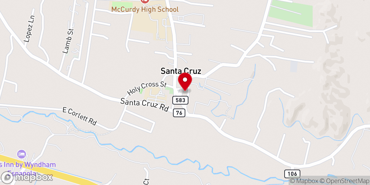 Map showing location of Santa Cruz de la Cañada Historical Marker