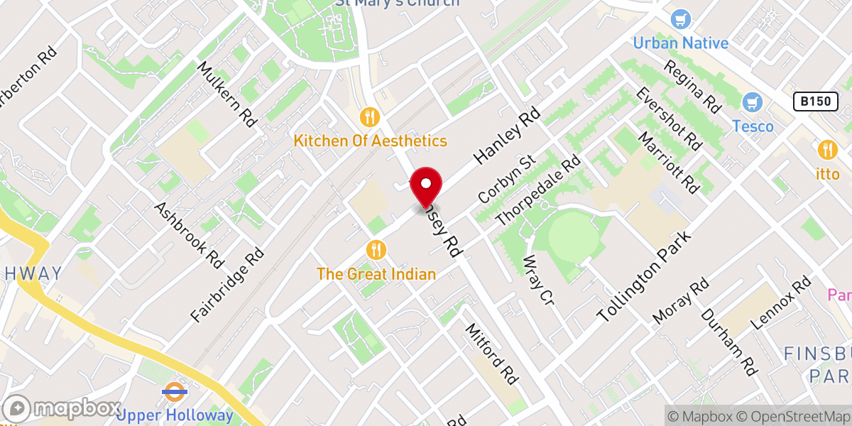 Map showing location of North London Spiritualist Church