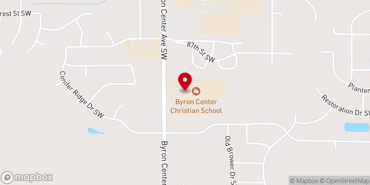 Map showing location of Byron Center Christian School