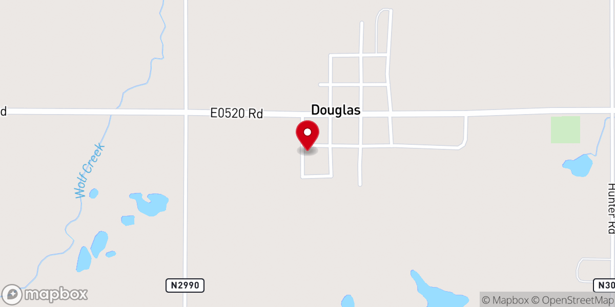 Map showing location of Douglas Christian Union Church