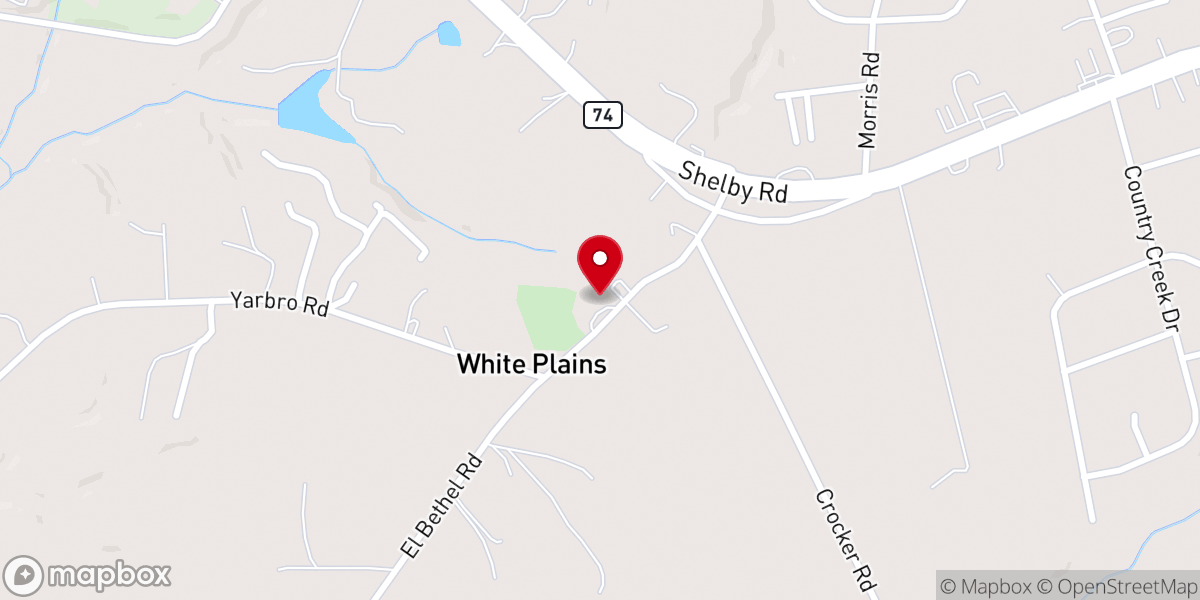 Map showing location of El Bethel United Methodist Church