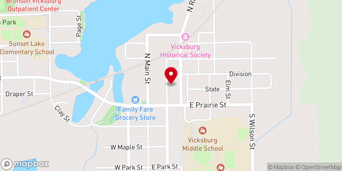 Map showing location of Vicksburg Village Offices