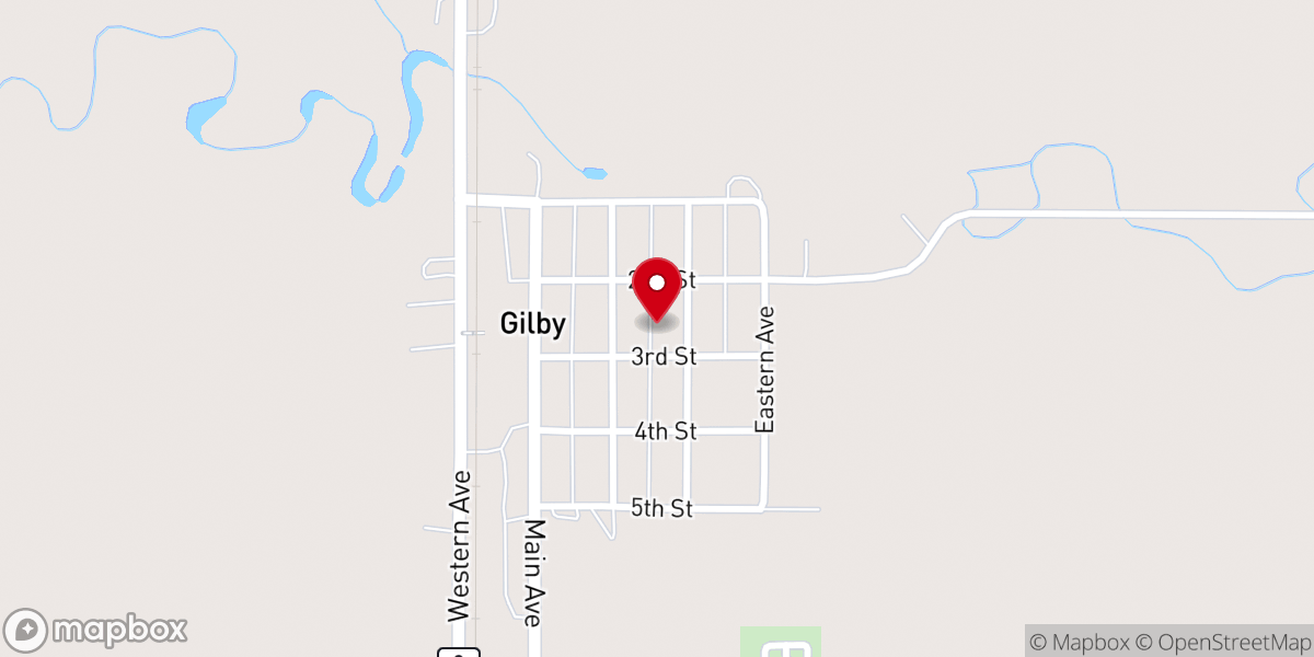 Map showing location of Gilby Presbyterian Church
