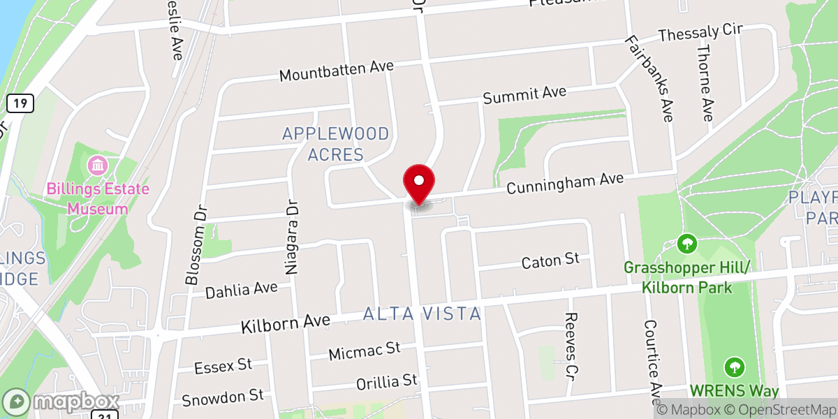 Map showing location of Rideau Park United Church