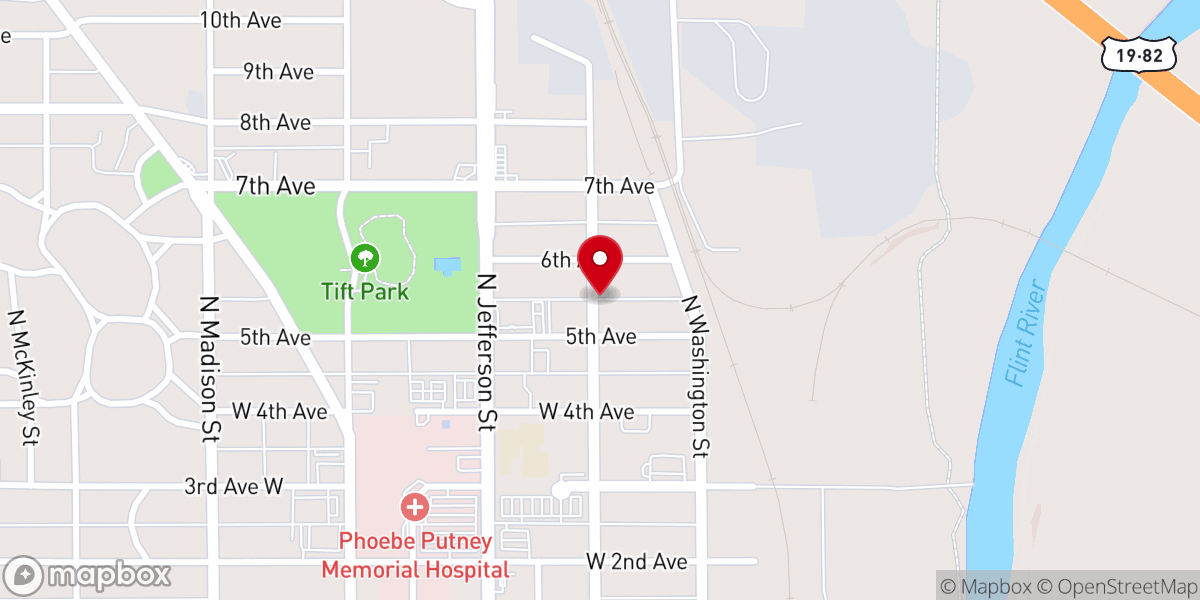 Map showing location of Greater Faith Harvest Ministries, C.O.G.I.C.