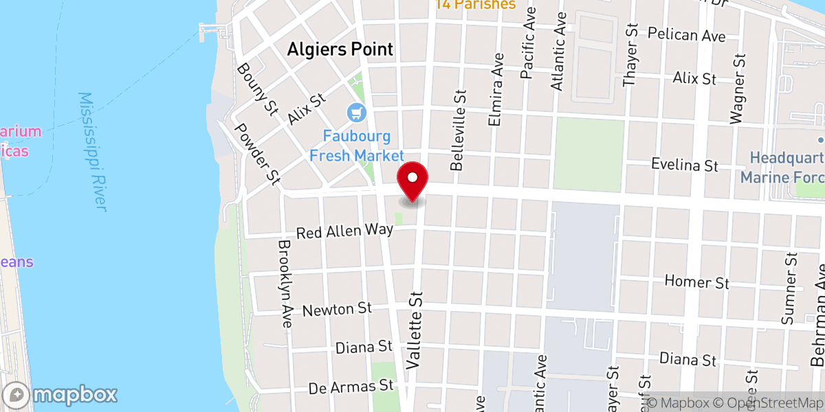 Map showing location of Algiers United Methodist Church
