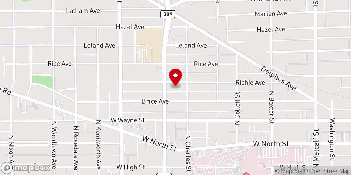 Map showing location of Calvary Church