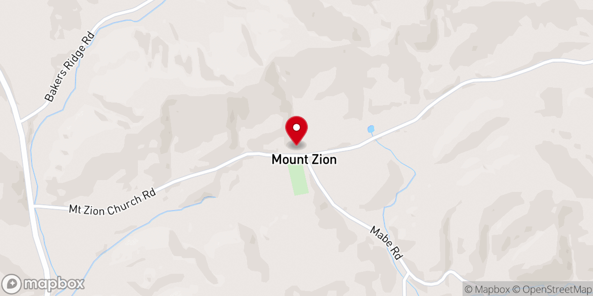 Map showing location of Mt Zion United Methodist Church