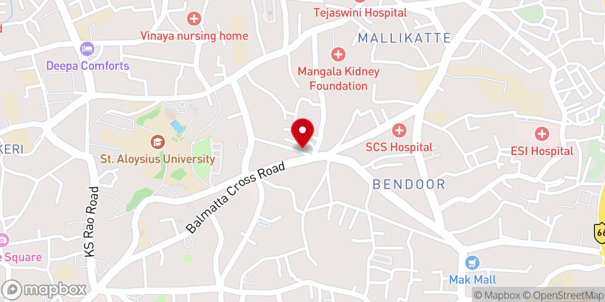 Map showing location of All Peoples Church (APC) Mangalore