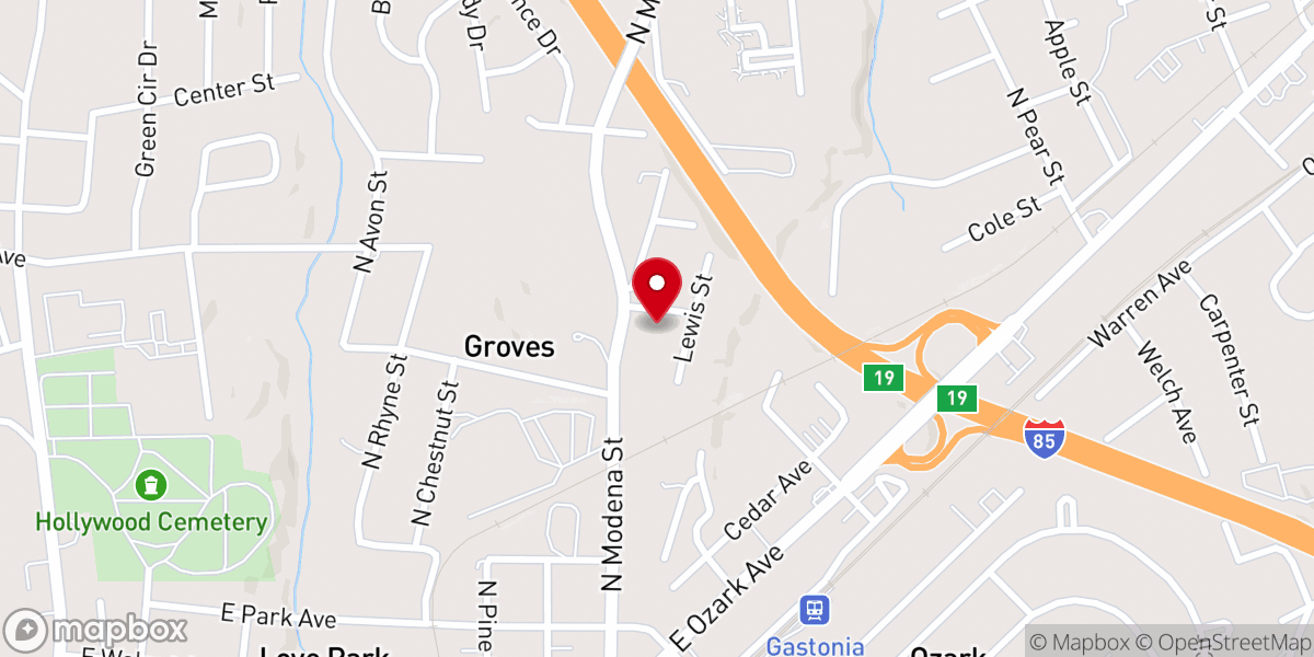 Map showing location of Modena Street Baptist Church