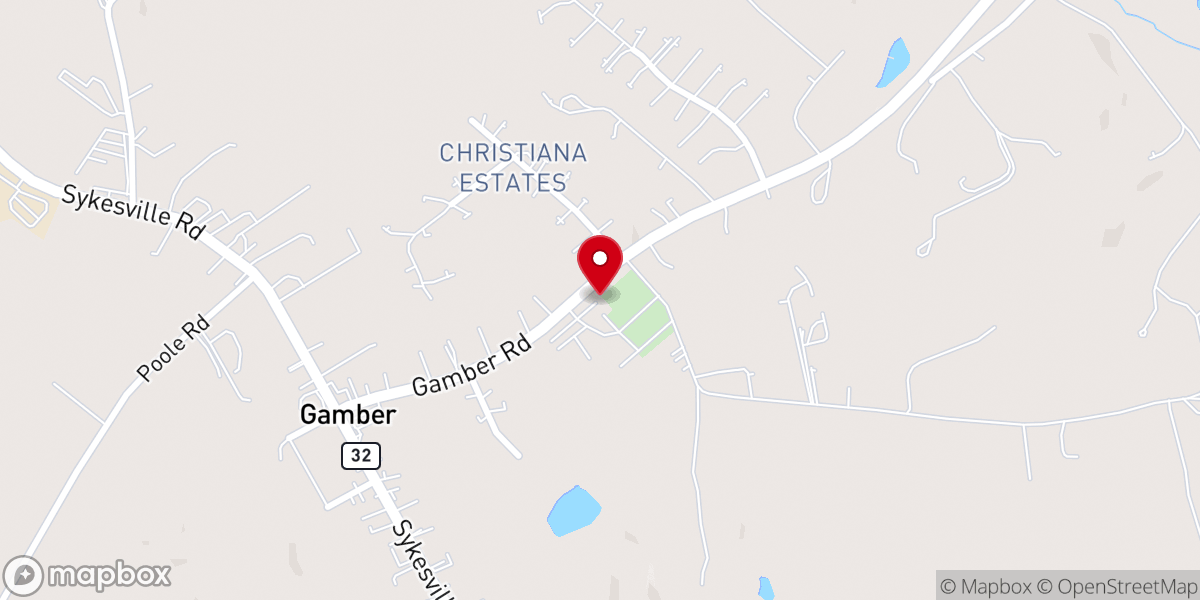 Map showing location of Calvary UMC Gamber