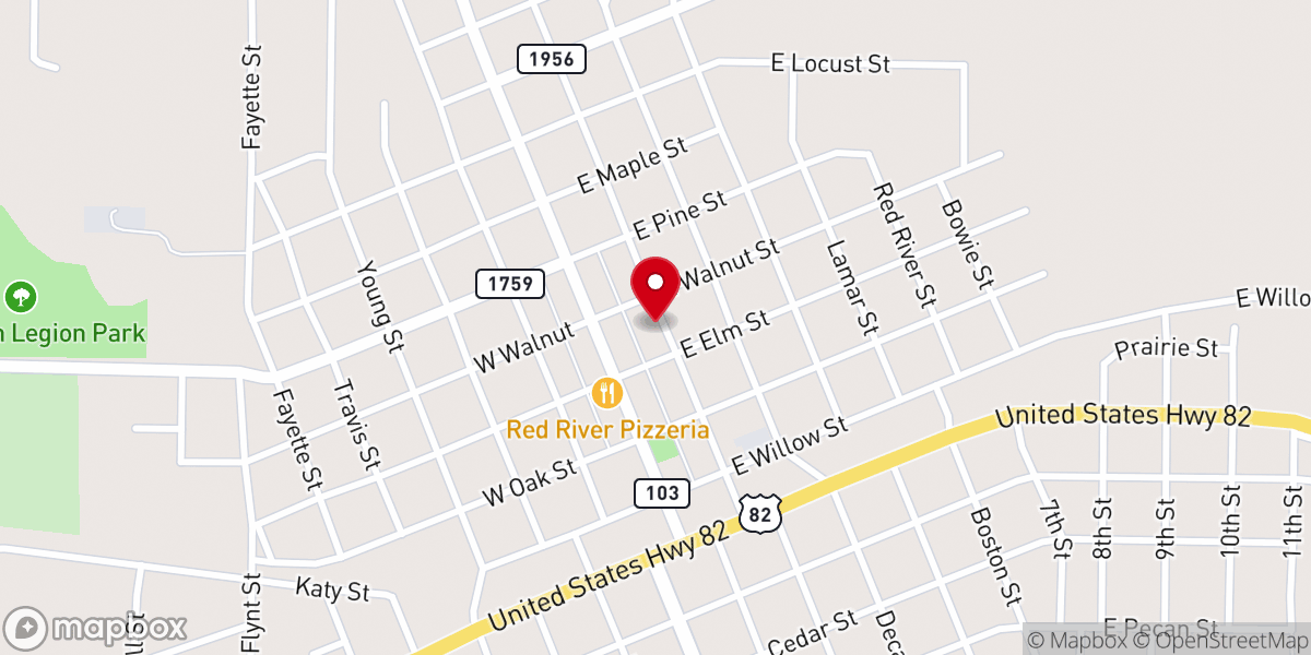 Map showing location of Nocona Church of Christ