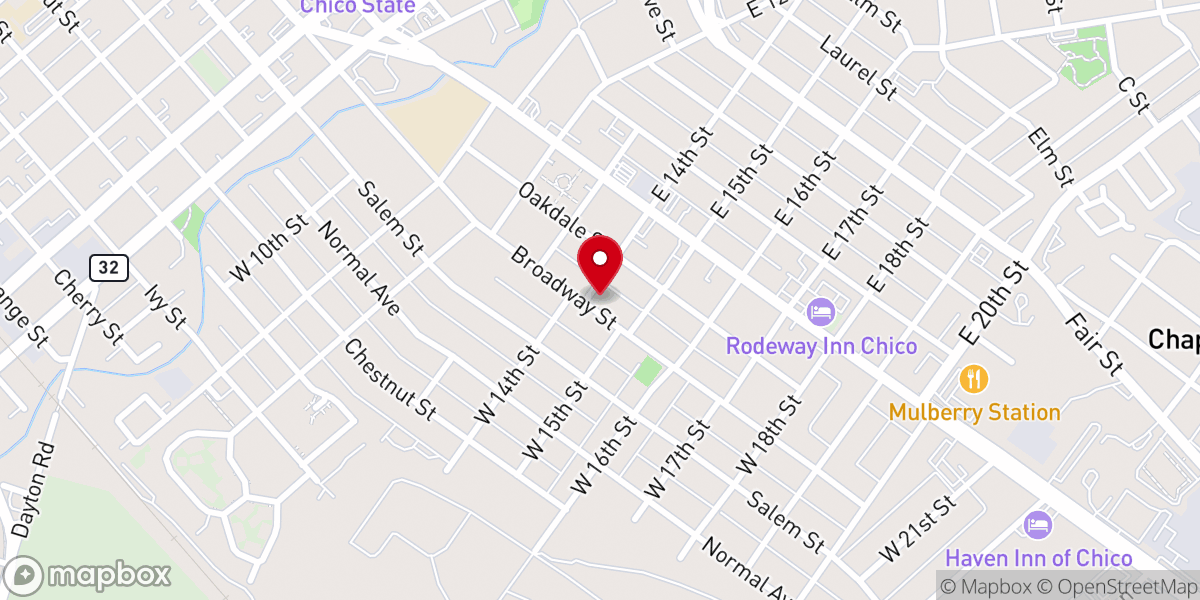 Map showing location of Portuguese Hall of Chico